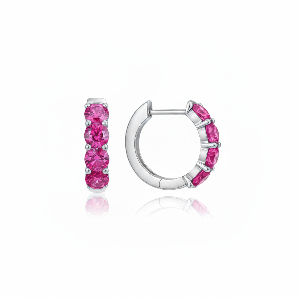 Linea Chunky Hoop Earrings – Vivid Pink Sapphire
