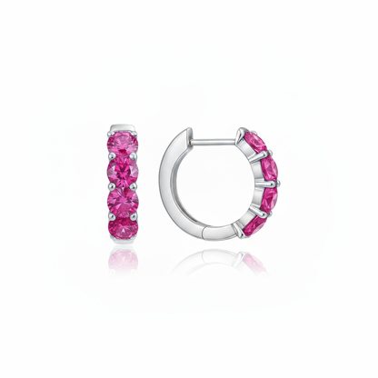 Linea Chunky Hoop Earrings – Vivid Pink Sapphire