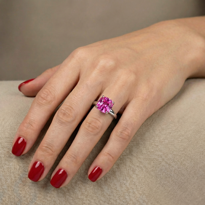 Aria Cushion Solitaire Ring – Vivid Pink Sapphire