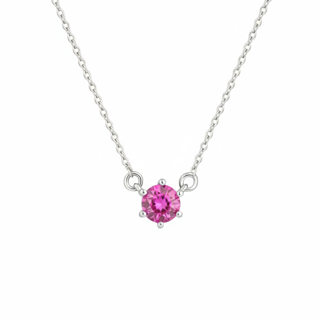 Juno Solitaire Necklace – Vivid Pink Sapphire