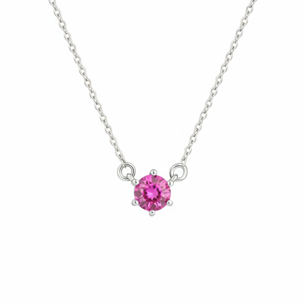 Juno Solitaire Necklace – Vivid Pink Sapphire
