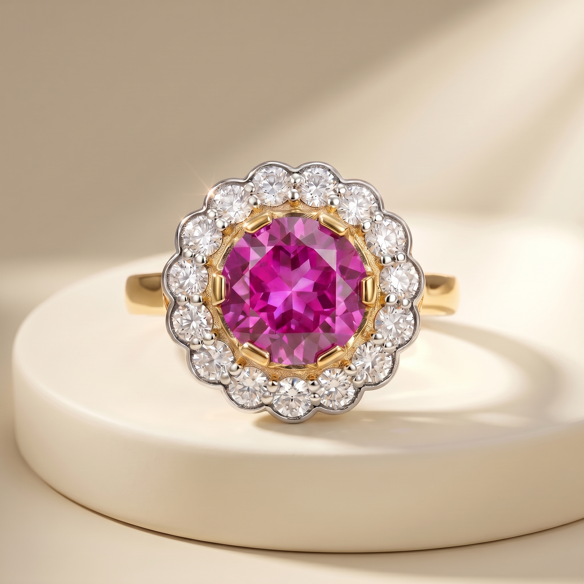 Juno Daisy Ring – Vivid Pink Sapphire