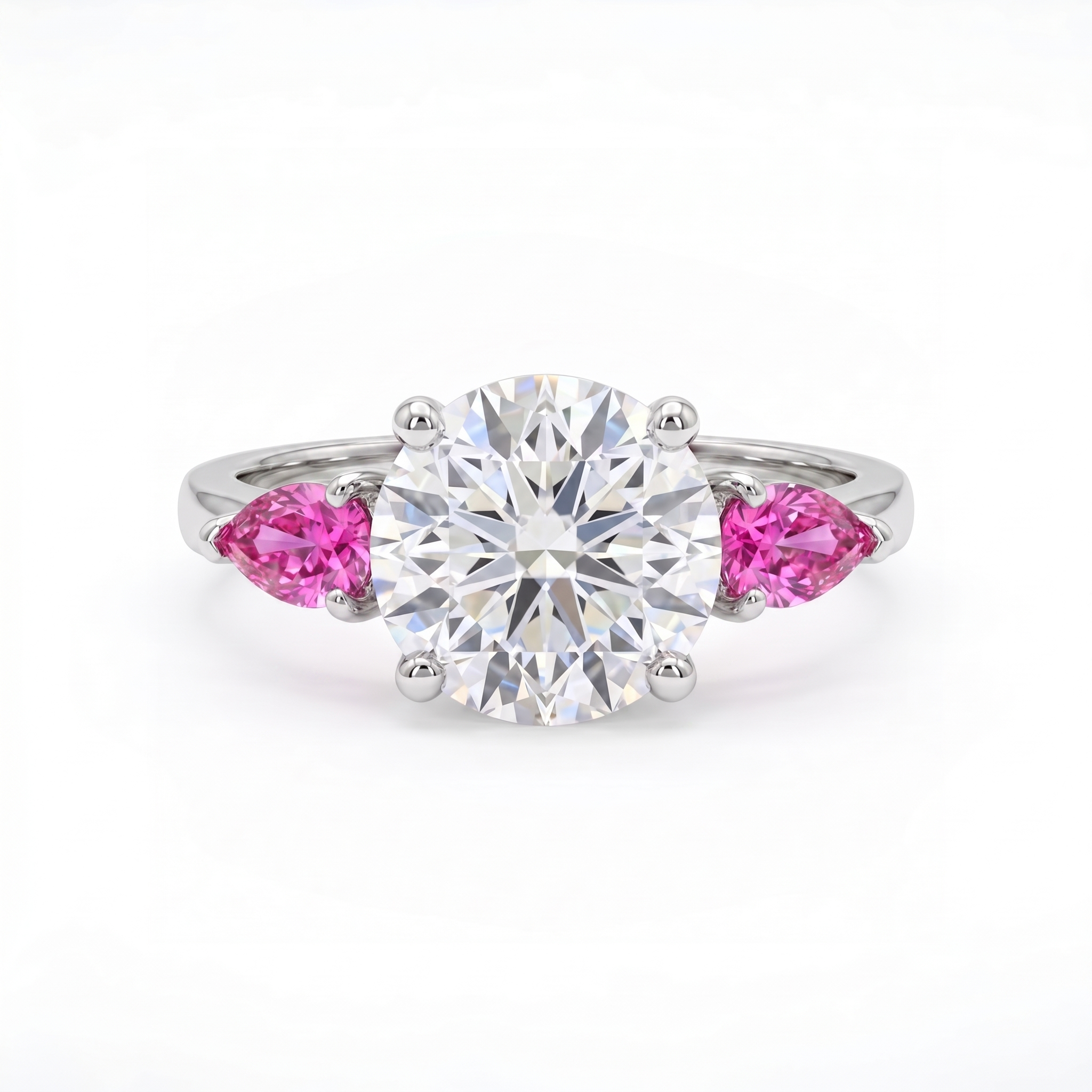 Juno Trio Ring – Vivid Pink Sapphire