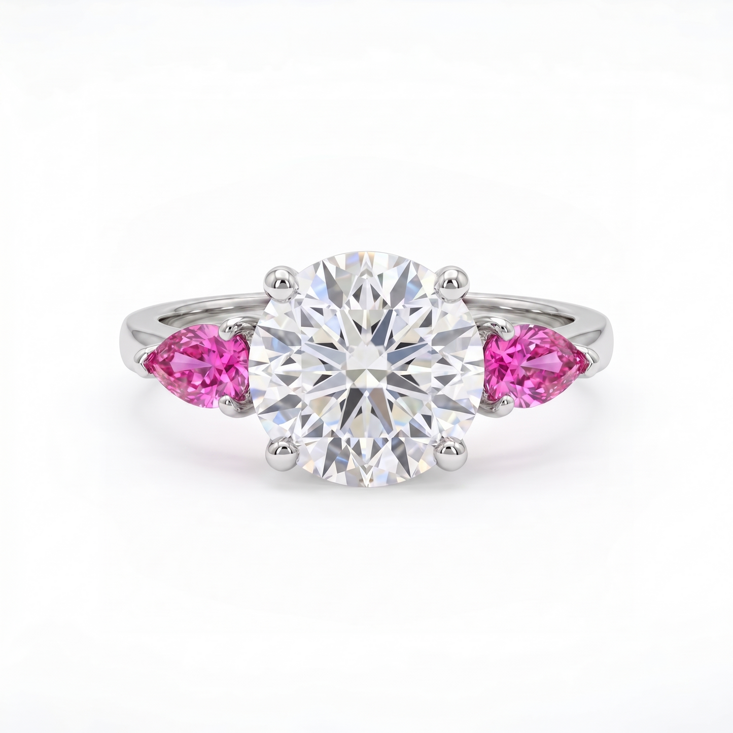 Juno Trio Ring – Vivid Pink Sapphire