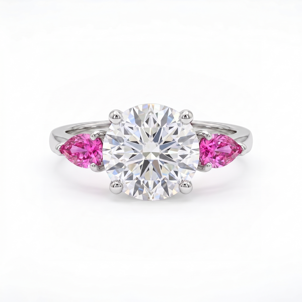 Juno Trio Ring – Vivid Pink Sapphire