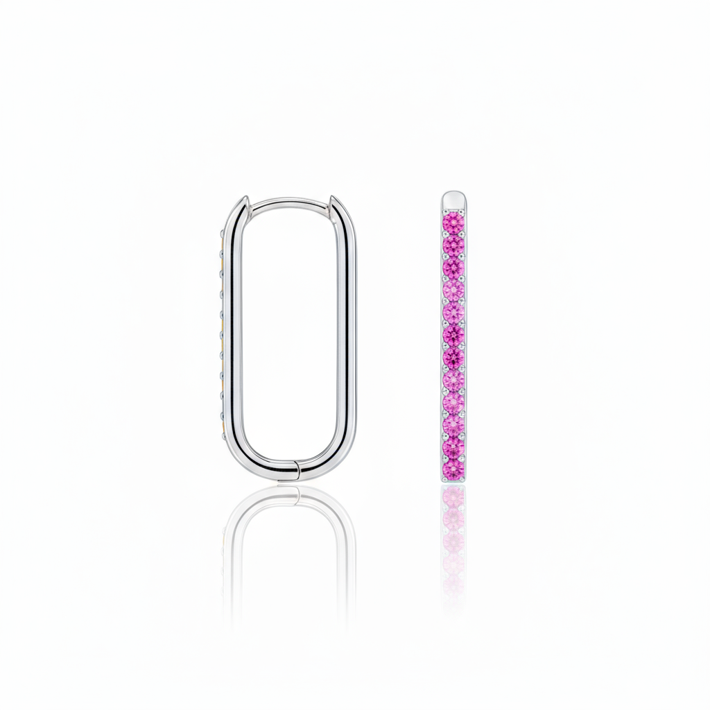 Linea Trace Earrings – Vivid Pink Sapphire