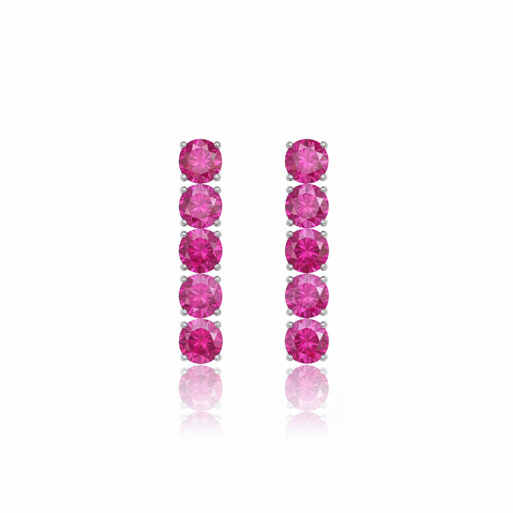Juno Tennis Charm Earrings – Vivid Pink Sapphire