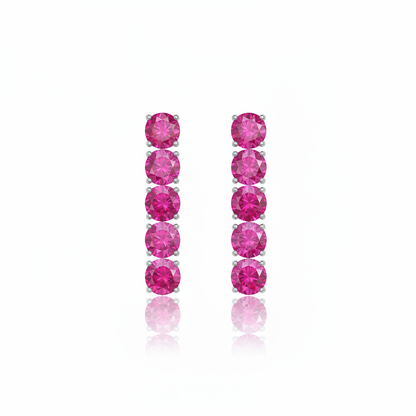 Juno Tennis Charm Earrings – Vivid Pink Sapphire