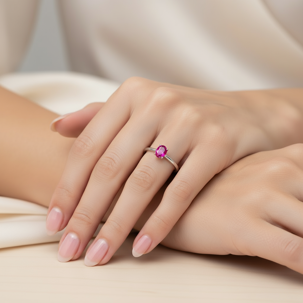 Velara Solitaire Ring – Vivid Pink Sapphire