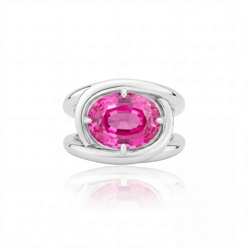 Velara Twist Ring – Vivid Pink Sapphire
