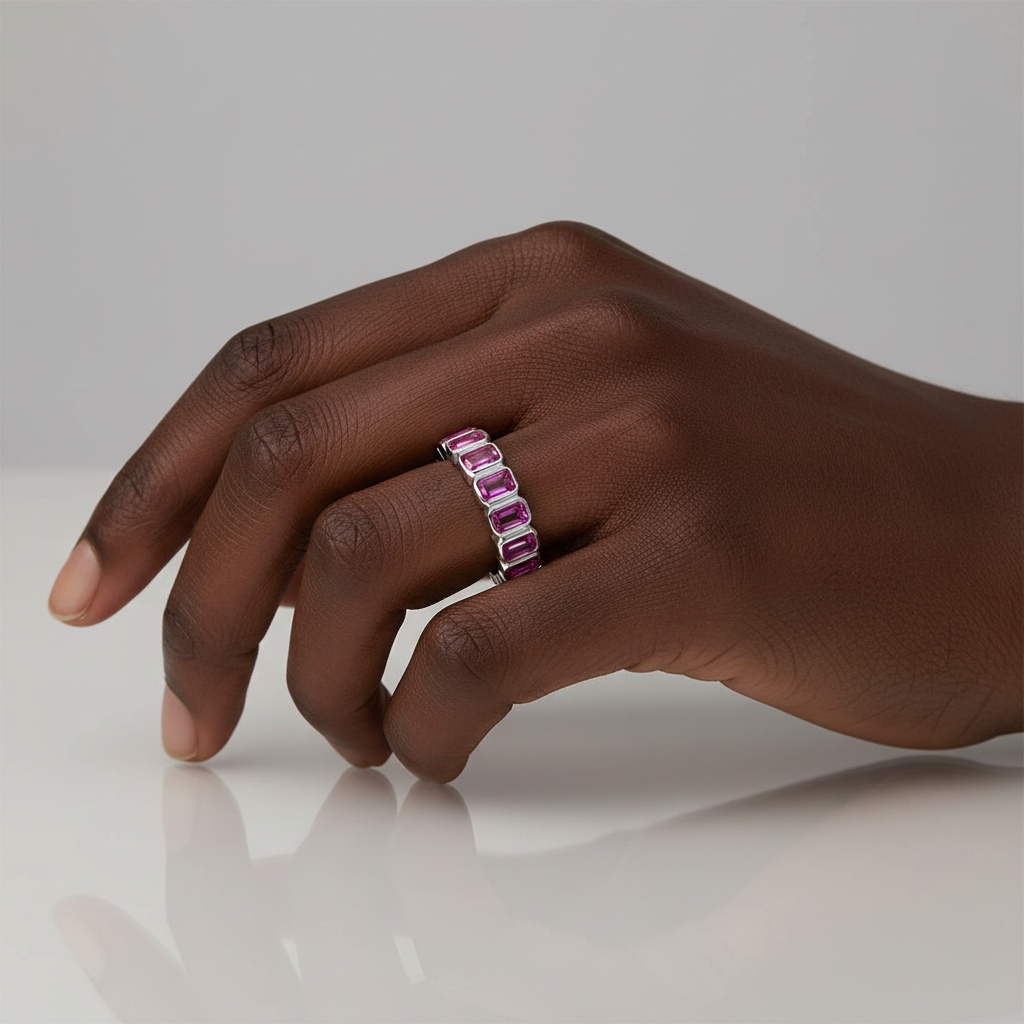 Nexus Vertical Eternity Ring – Vivid Pink Sapphire