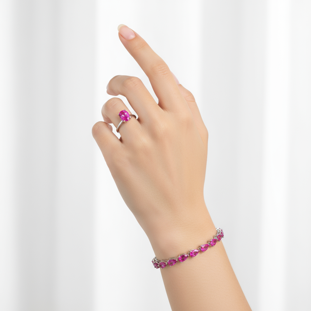 Nova Tennis Bracelet – Vivid Pink Sapphire