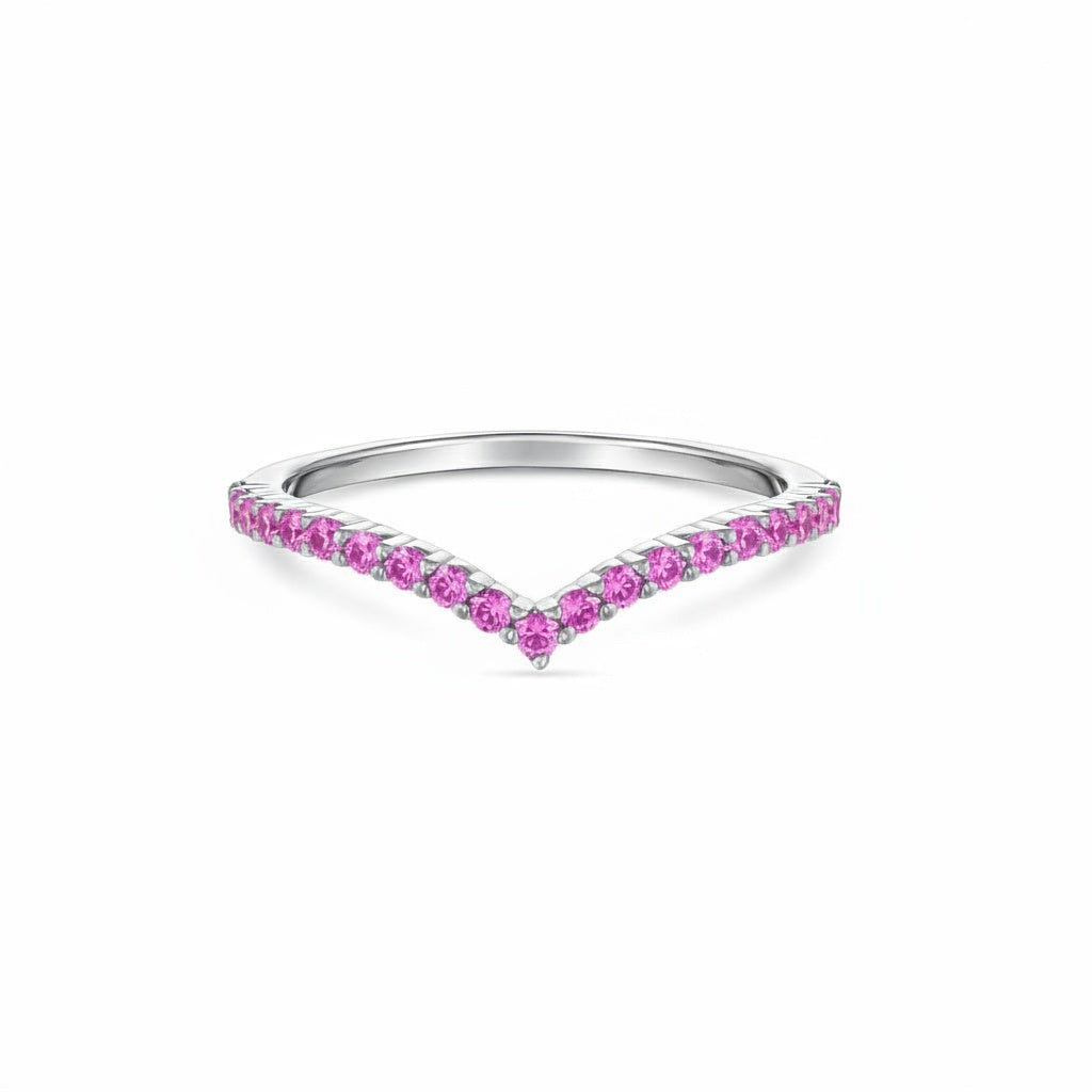 Linea V Demi Ring – Vivid Pink Sapphire