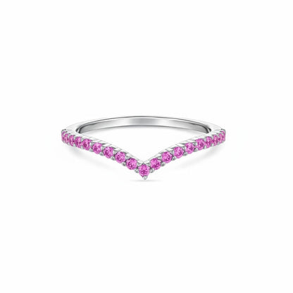 Linea V Demi Ring – Vivid Pink Sapphire