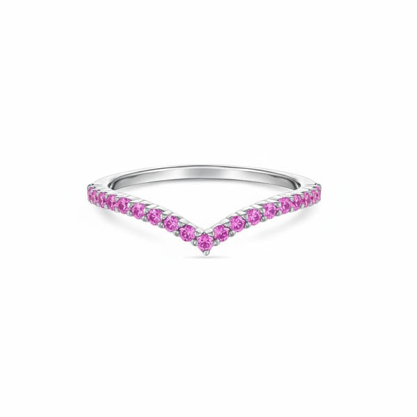 Linea V Demi Ring – Vivid Pink Sapphire