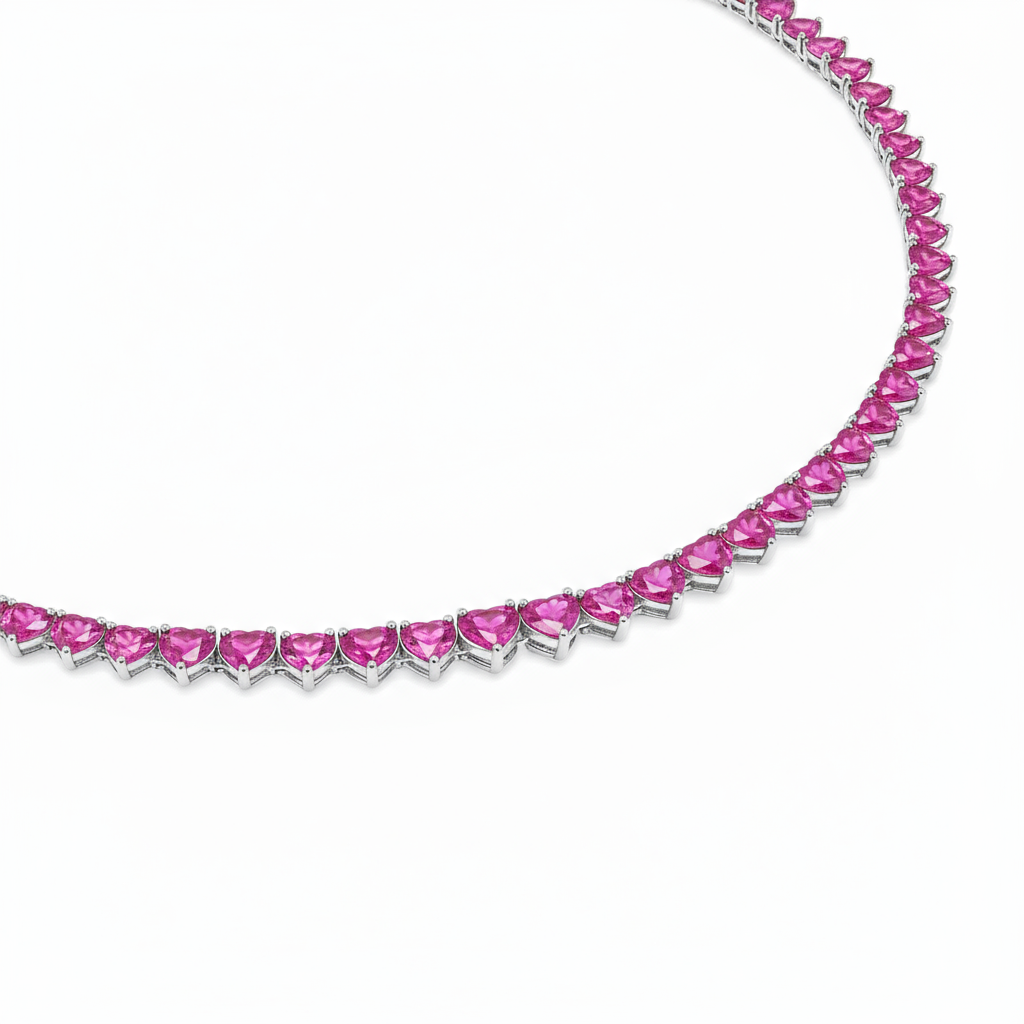 Amore Tennis Necklace – Vivid Pink Sapphire