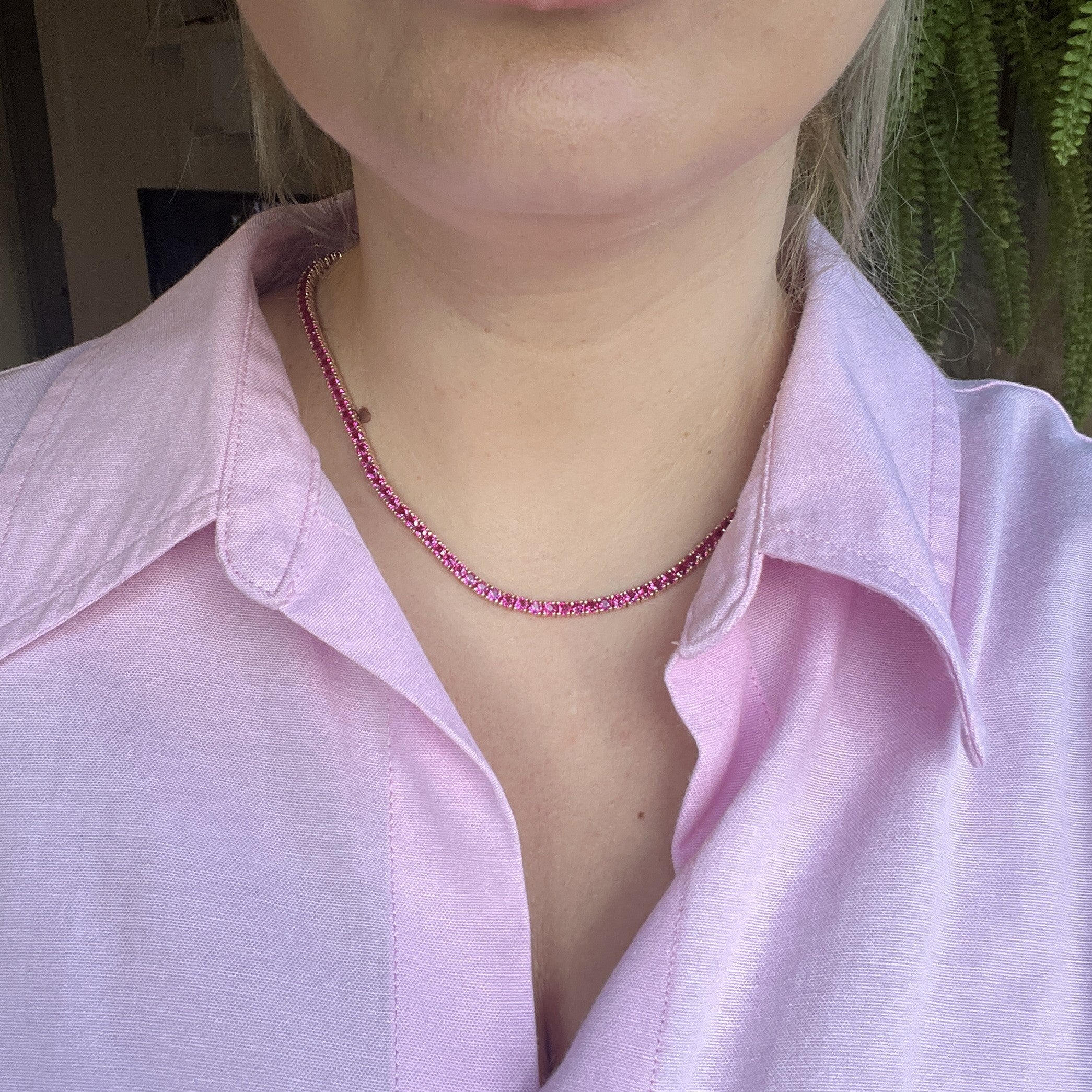 Juno Midi Tennis Necklace – Vivid Pink Sapphire