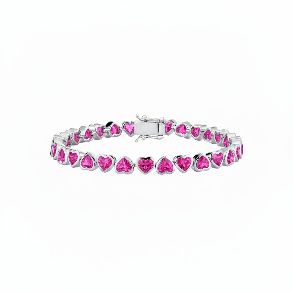 Amore Frame Tennis Bracelet – Vivid Pink Sapphire