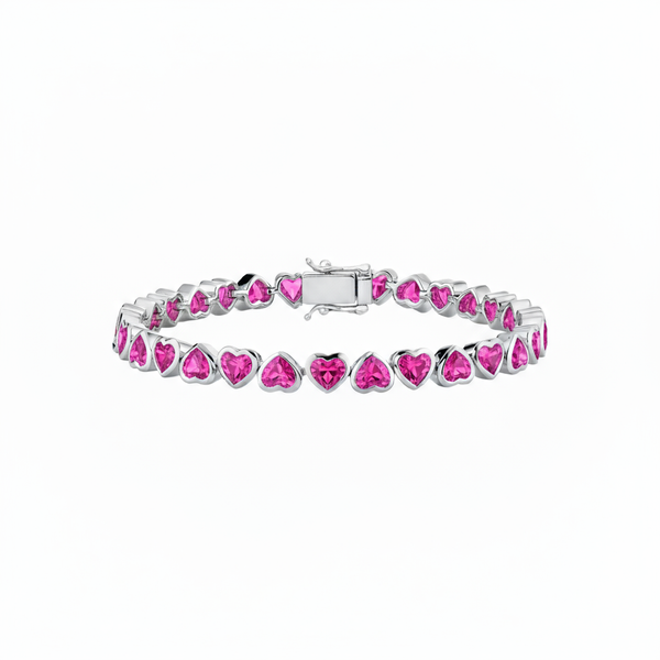 Amore Frame Tennis Bracelet – Vivid Pink Sapphire
