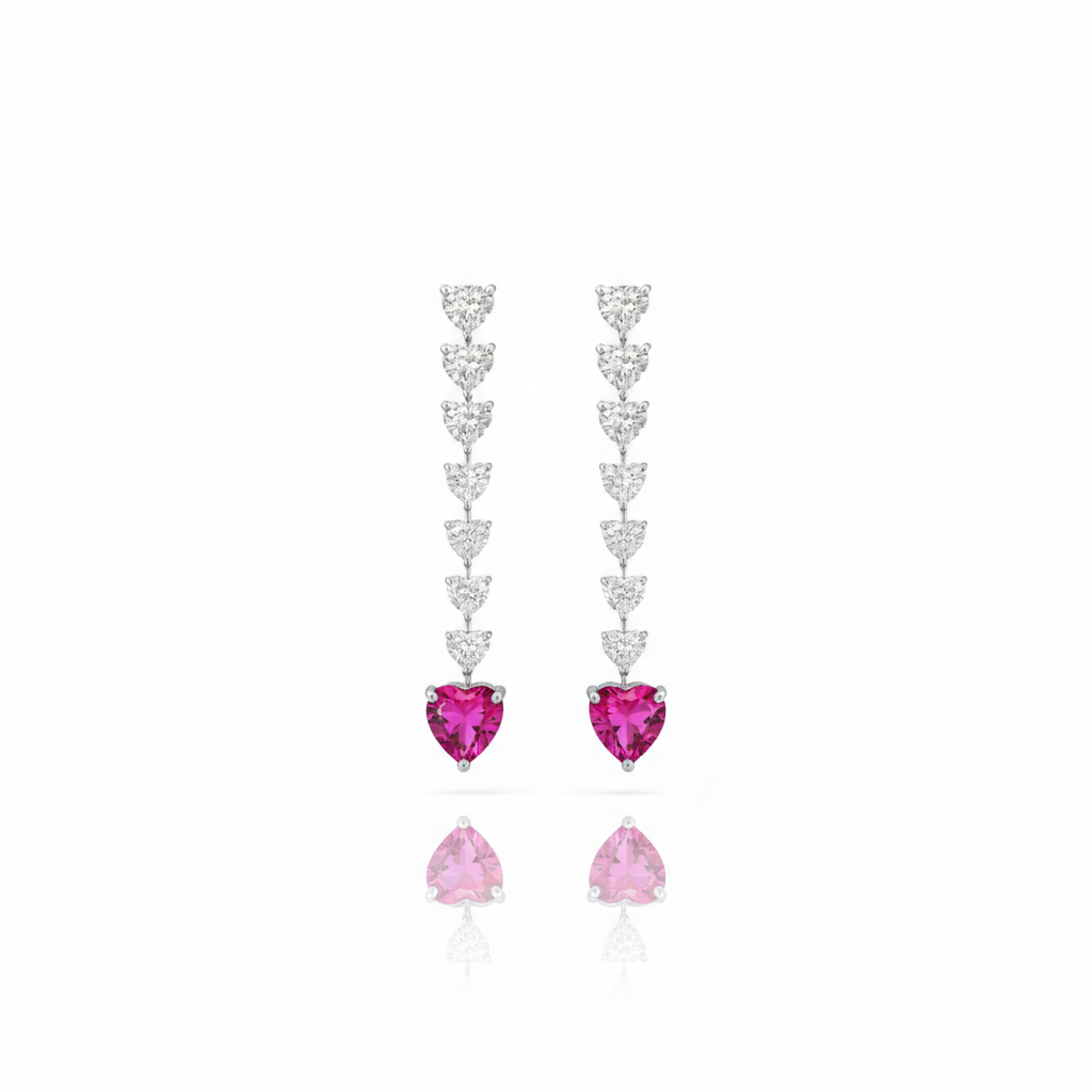 Amore Drop Earrings – Vivid Pink Sapphire