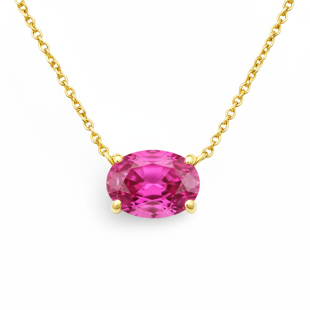 Velara Solitaire Necklace – Vivid Pink Sapphire