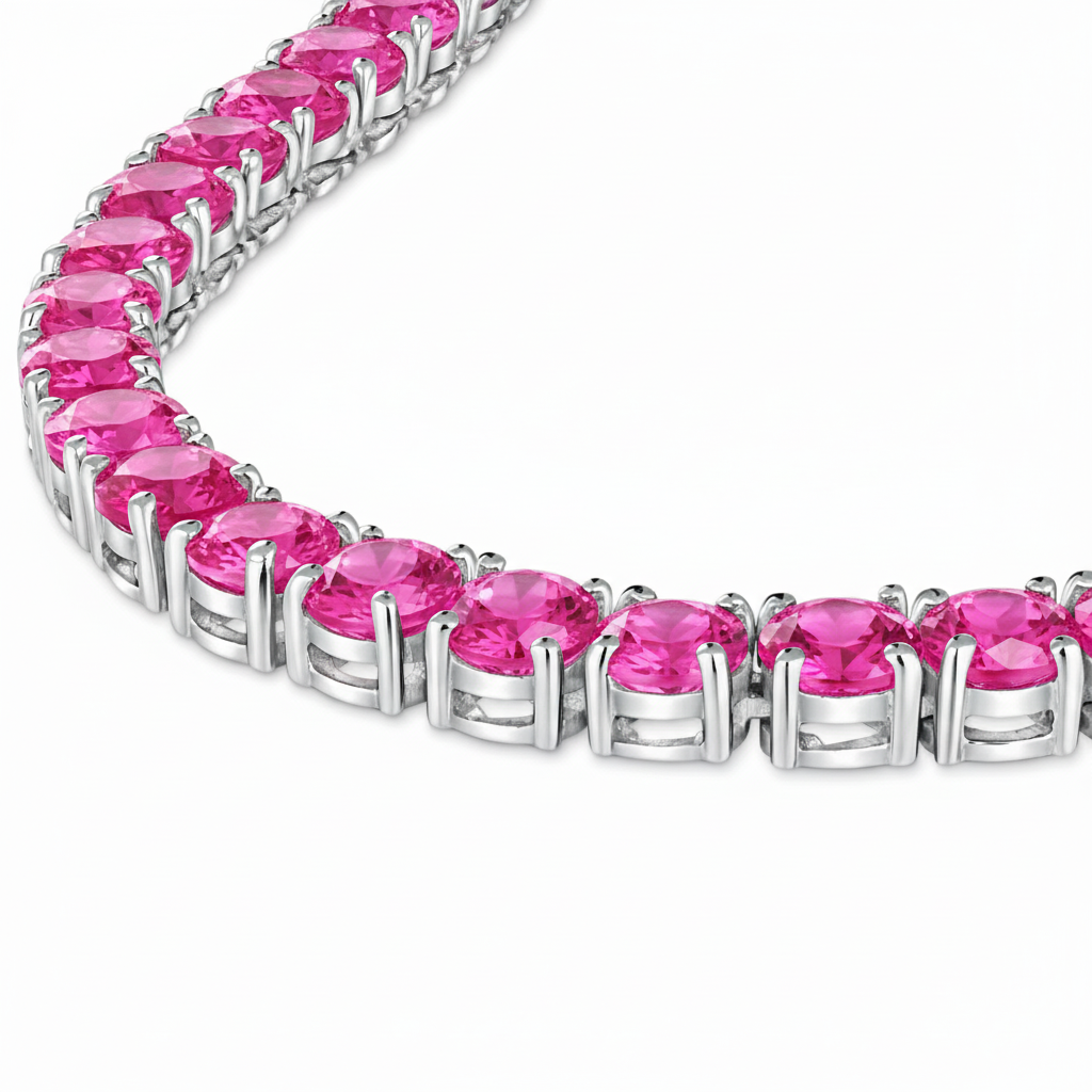 Juno Maxi Tennis Necklace – Vivid Pink Sapphire