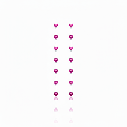 Amore Long Drop Earrings – Vivid Pink Sapphire