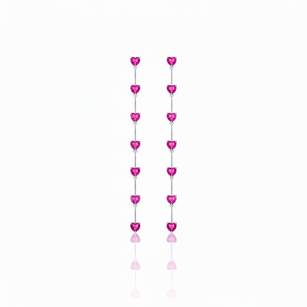 Amore Long Drop Earrings – Vivid Pink Sapphire