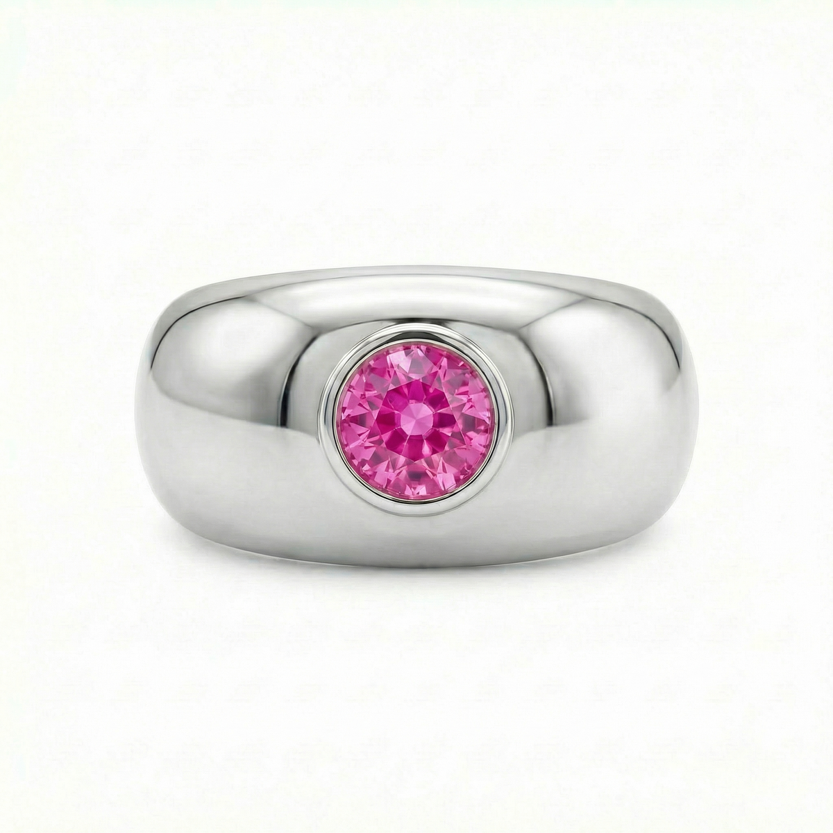 Forma Signet Ring – Vivid Pink Sapphire