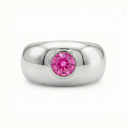 Forma Signet Ring – Vivid Pink Sapphire