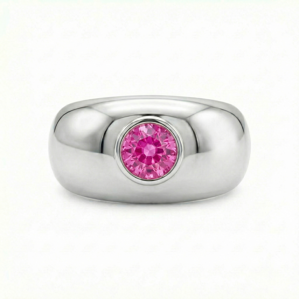 Forma Signet Ring – Vivid Pink Sapphire