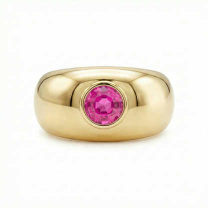 Forma Signet Ring – Vivid Pink Sapphire