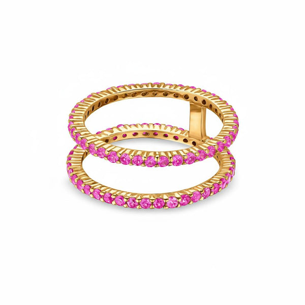 Linea Double Ring – Vivid Pink Sapphire