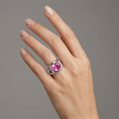 Velara Twist Ring – Vivid Pink Sapphire