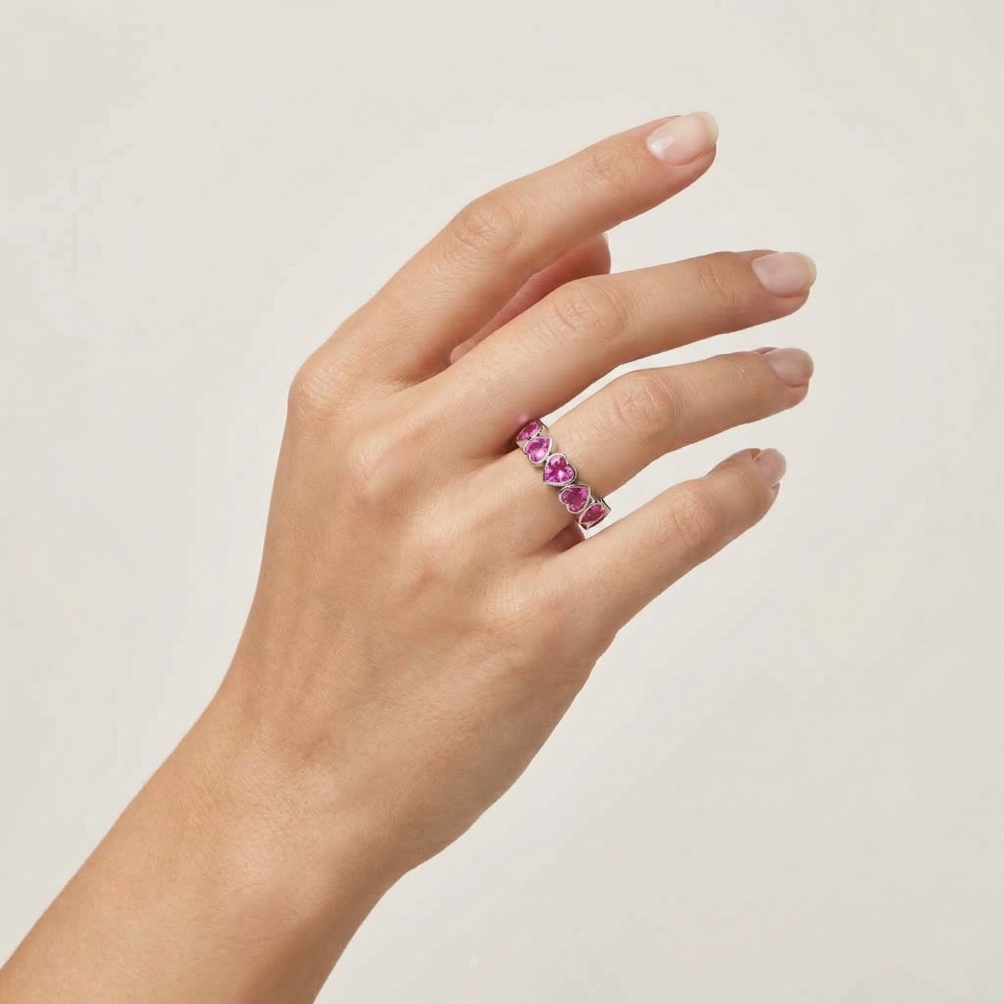 Amore Frame Eternity Ring – Vivid Pink Sapphire