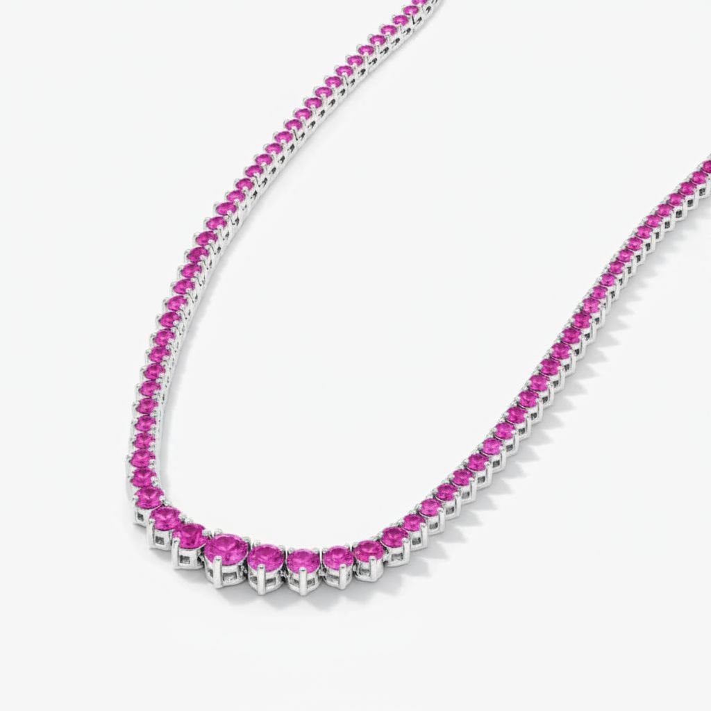 Juno Graduated Tennis Necklace – Vivid Pink Sapphire