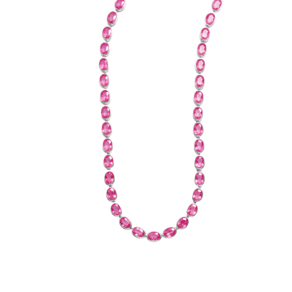 Velara Frame Tennis Necklace – Vivid Pink Sapphire