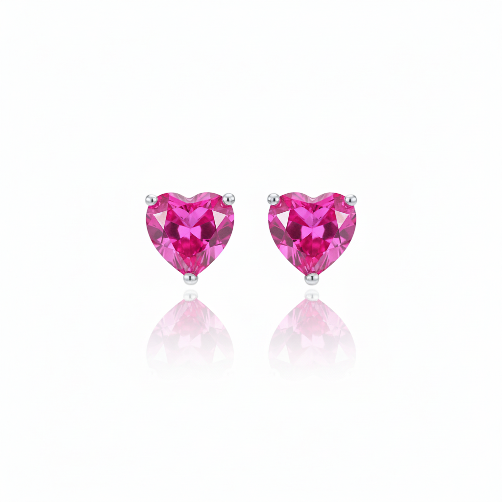 Amore Stud Earrings – Vivid Pink Sapphire