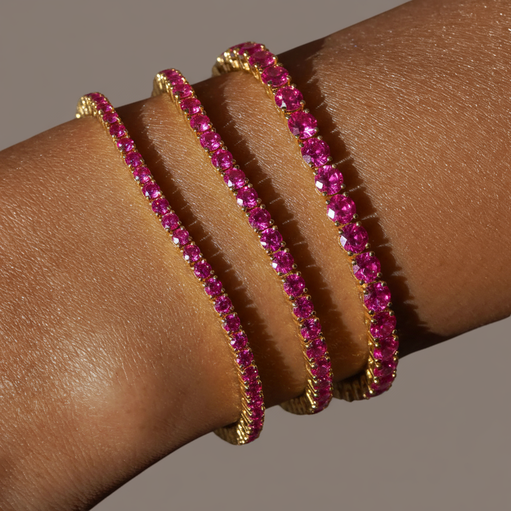 Juno Mini Tennis Bracelet – Vivid Pink Sapphire