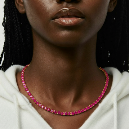 Juno Grande Tennis Necklace – Vivid Pink Sapphire