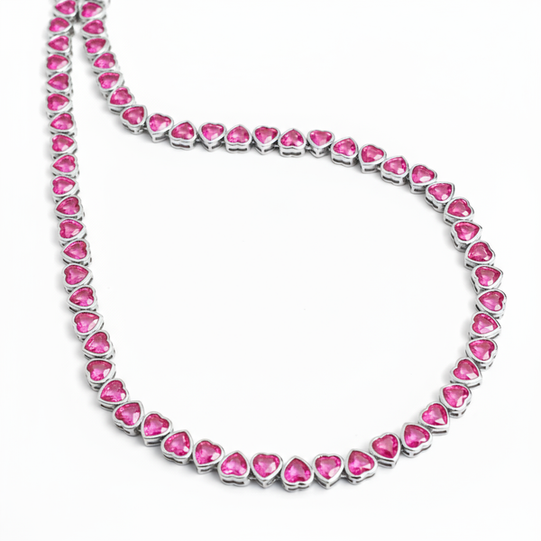 Amore Frame Tennis Necklace – Vivid Pink Sapphire