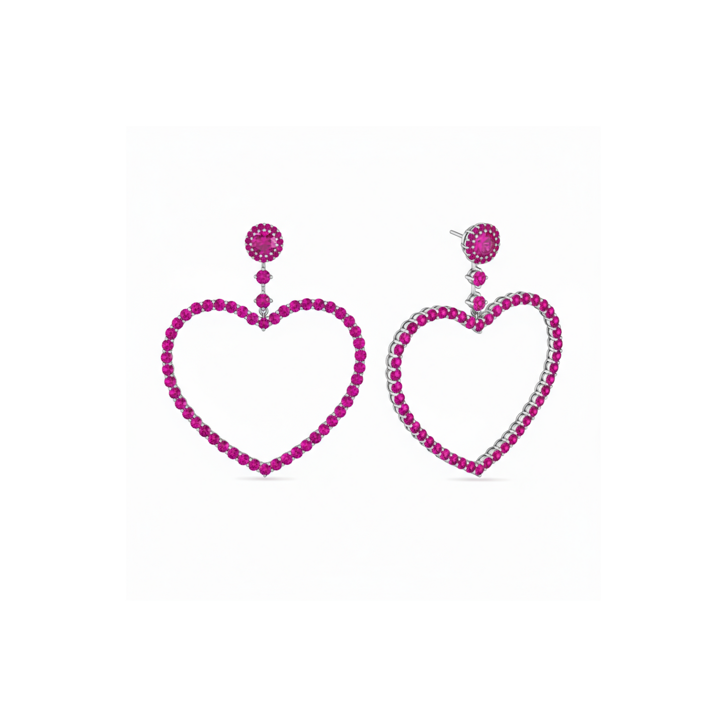 Amore Grand Heart Earrings – Vivid Pink Sapphire
