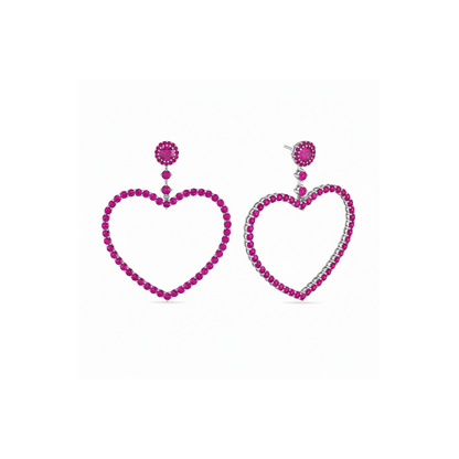 Amore Grand Heart Earrings – Vivid Pink Sapphire