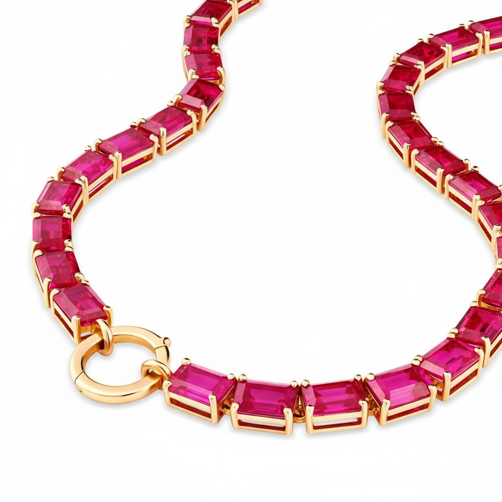 Nexus Tennis Necklace – Vivid Pink Sapphire