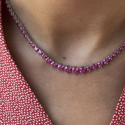 Juno Graduated Tennis Necklace – Vivid Pink Sapphire