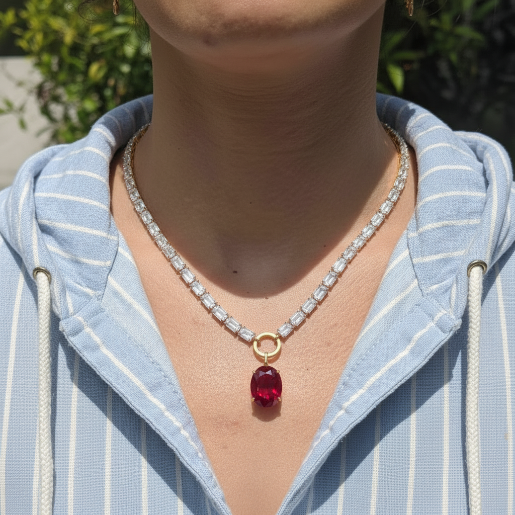 Nexus Tennis Necklace 40ct – White Diamond