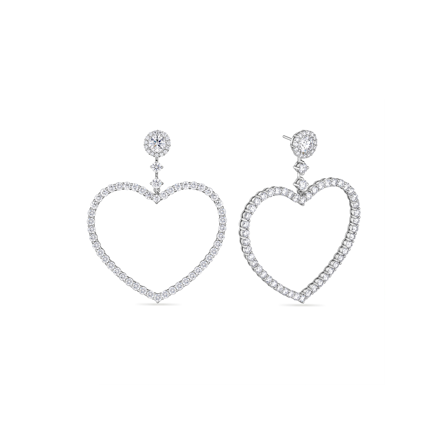 Amore Grand Heart Earrings – White Diamond
