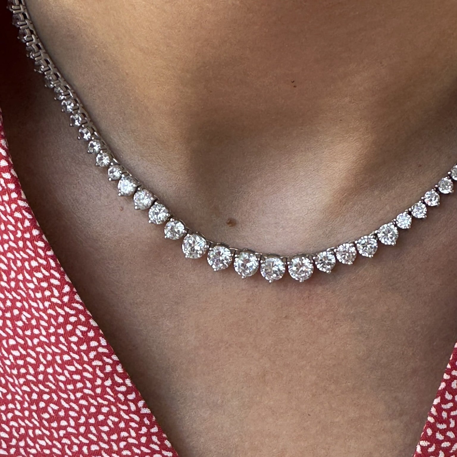Juno Graduated Tennis Necklace 11.5ct – White Diamond