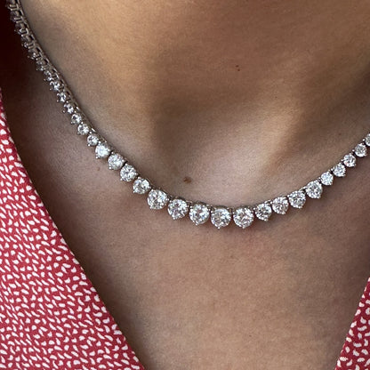 Juno Graduated Tennis Necklace 11.5ct – White Diamond