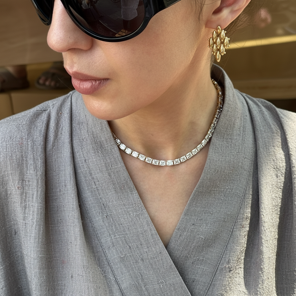 Nexus Tennis Necklace 40ct – White Diamond